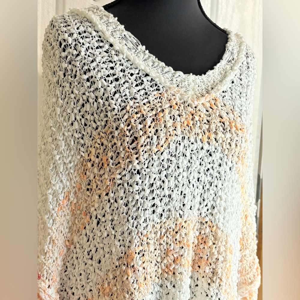 POL Crochet peach and white Oversized Comfy Sweater NWT size Medium - Picture 5 of 15